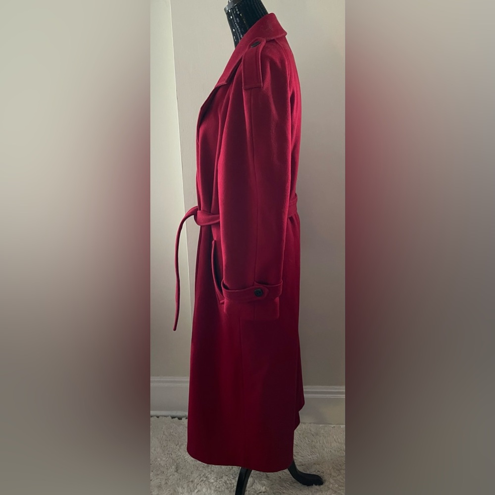 DIANA CHARLES Elegant Red Wool Cashmere Blend Coat Size 11/12 - Picture 3 of 16